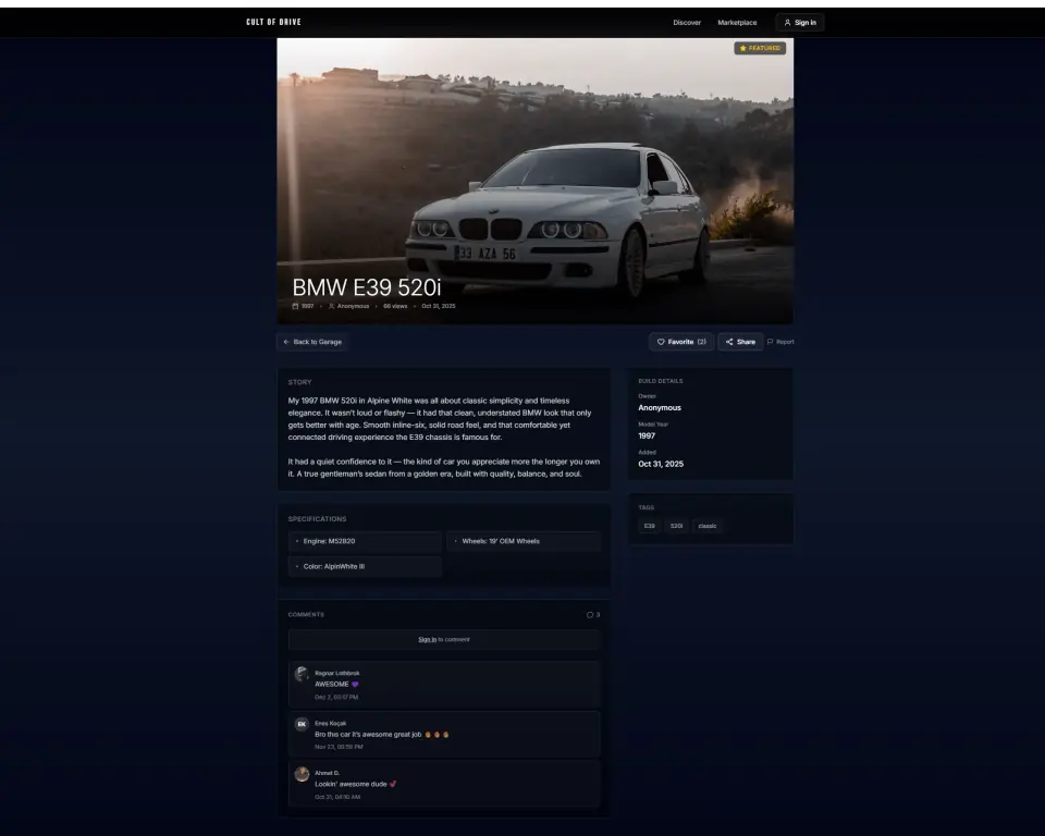 Cult of Drive car listing page