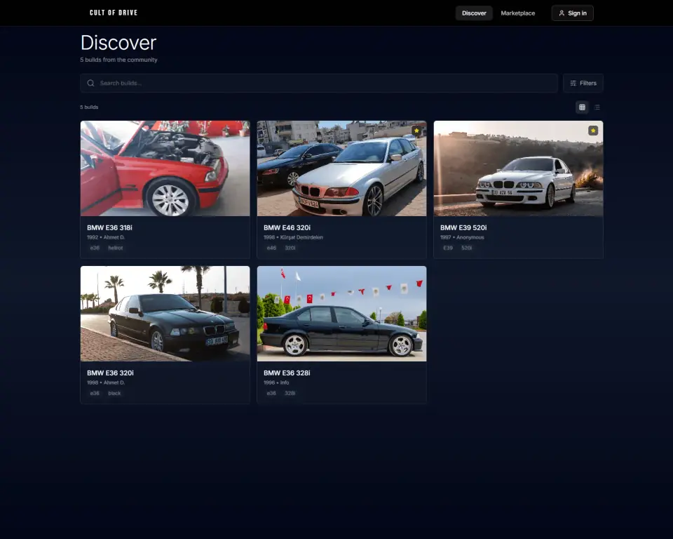 Cult of Drive garage page