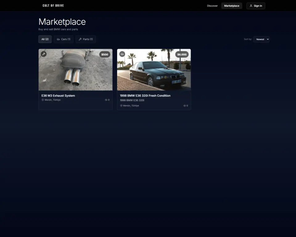 Cult of Drive marketplace page